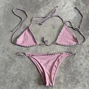 Same los angeles bikini Womens Size Medium bottom Large‎ Top Pink Studded